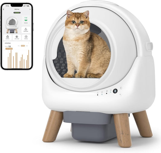 Caixa de Areia Autolimpante, Caixa Sanitária Automática para Gatos Múltiplos, Robô com Controle por Aplicativo, Proteção Dupla Inteligente