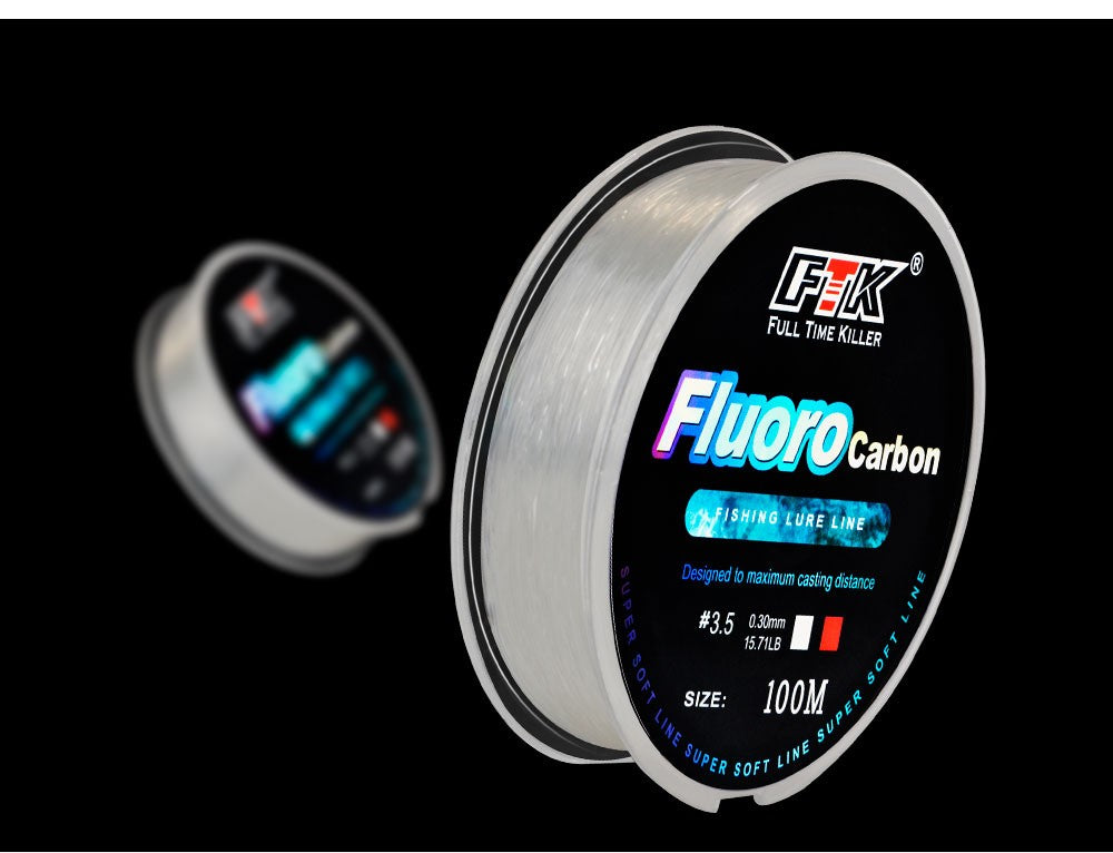 Linha de pesca FTK 100m 4.13-34.32LB Fluorcarbono Linha de Pesca de Iscas de Fibra de Carbono Leader Linha de Pesca com Mosca Linha Super Macia Pesca