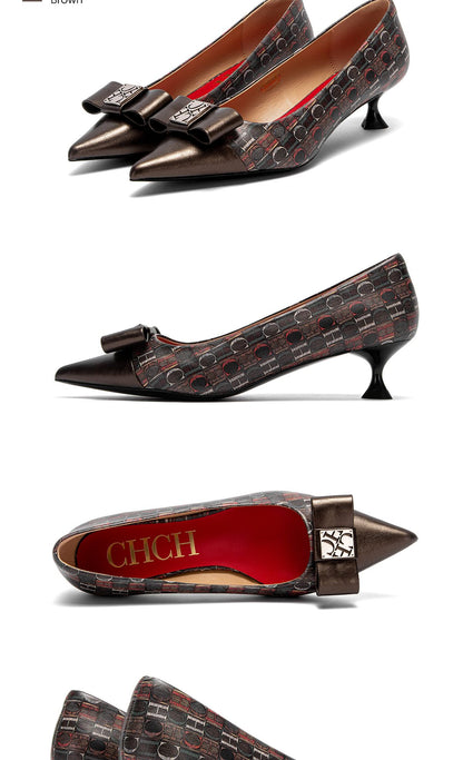 CHCH Women's High Heels Winter Anti Velvet Women's Shoes Business Dinner Black Heels 5cm