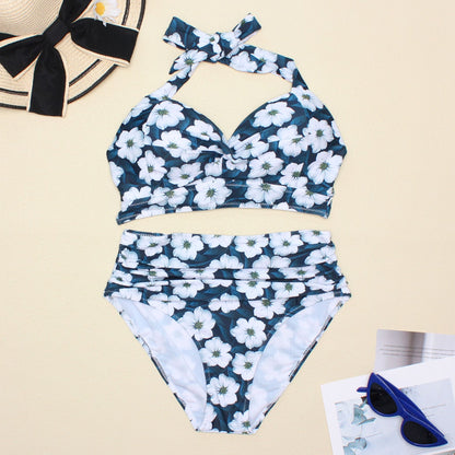 Sexy High Waist Bikinis 2025 New Halter Swimwear Women Swimsuit Female Bikini Set Print Bodysuit Bathing Suit Summer Biquini XXL