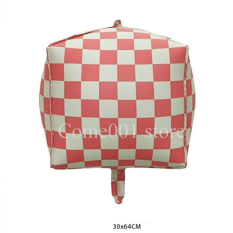2PCS 4D Checkerboard Square Foil Balloons Birthday Party Accessories Fashion Photo Props Home Decoration