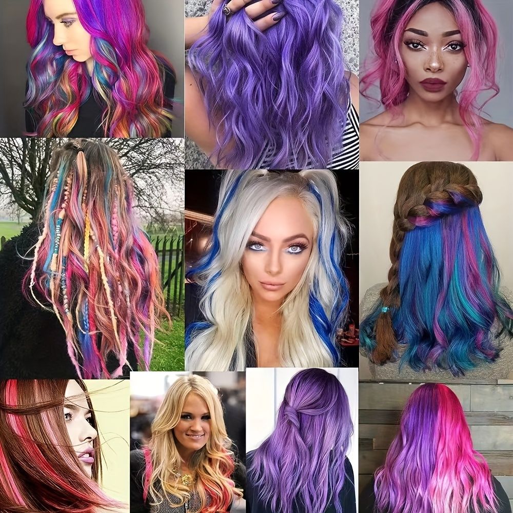 6 Pcs Clip Extensions, 24 Inch Colored Hair Extensions Party Highlights Long Straight Synthetic Hairpieces for Women Kids Girl