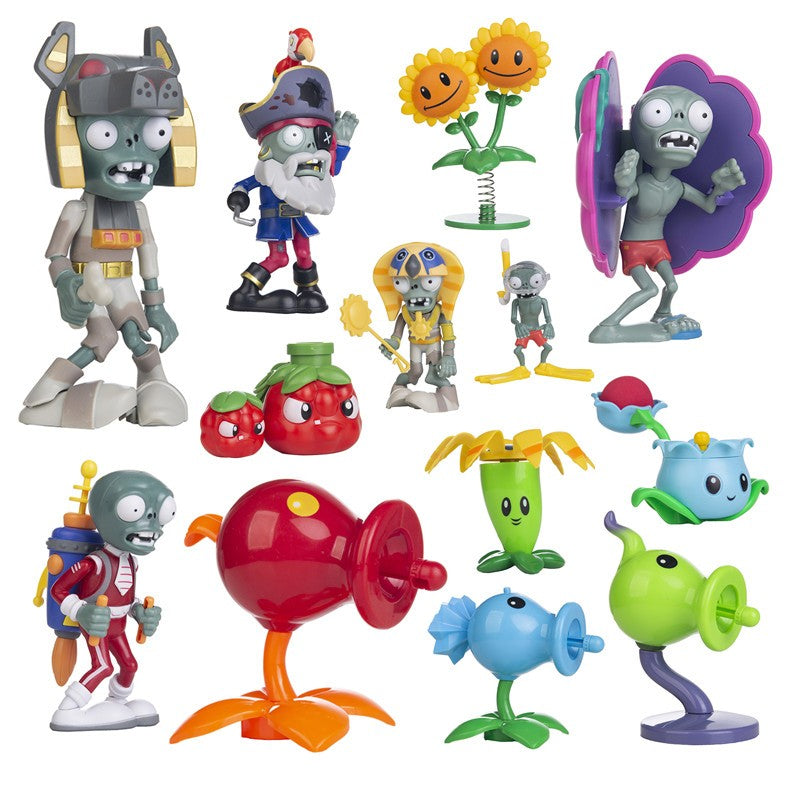 Plantas vs Zumbis Boneco Anime Obstáculo Zumbi Pirata Disparervilha Borracha Dura Borracha Macia Figura de Ação Modelo Jogo de Batalha Presente