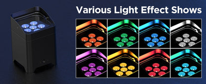 U'King 4PCS 6x18W 6IN1 RGBAW+UV Par Light with Bag DMX Remote Control WiFi Par Light Wireless LED Stage Light for DJ Bar Party