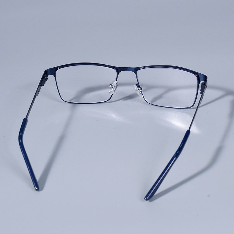 Homens Quadrados Metal Armação Grande Leitura Dobradiça de Mola Óculos de Presbiopia Bloqueio de Luz Azul Proteção Ocular Óculos +75+125+175+4