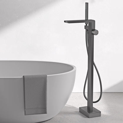 Luxury Black Brass Bathroom Faucet Floor standing Design Single Handle Hot and Cold Water Embedded Design Simple Bathtub Mixer