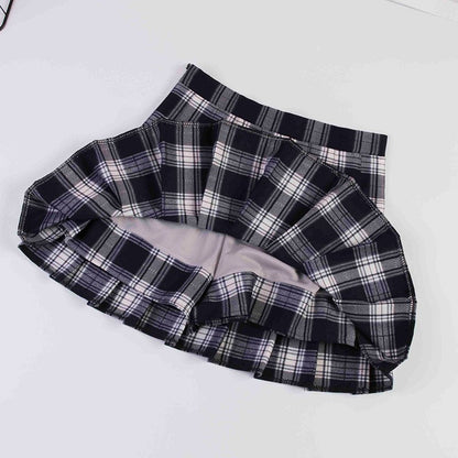 2023 Women A- line Skirt Red Plaid Skirt korean harajuku plaid skirt Spring and Autumn New Pleated High Waist Skirt
