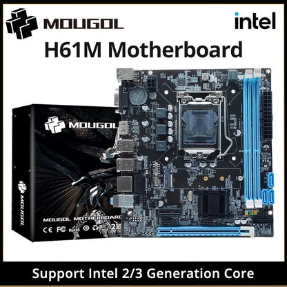 Placa-mãe MOUGOL H61M M.2 NVME PCIEx16 DVI Suporta RAM DDR3 de canal duplo CPU Intel Core 2/3 Gen LGA1155 para Computador Gamer