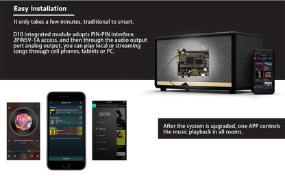 D10 Bluetooth 5.0 Audio Receiver Board Wireless Stereo Music Module Multiroom DIY WiFi Home Audio System