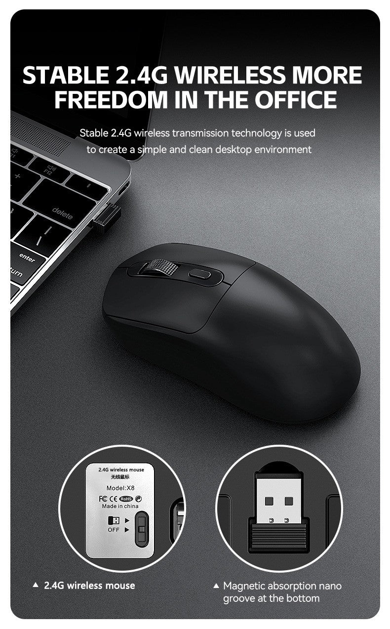 Warvank X8 Wireless Gaming Mouse 500 mAh TYPE-C Rechargeable Office Mouse Suitable for Laptop Desktop Computers