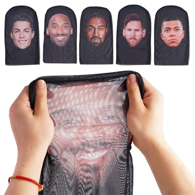 2Pcs 3D Printed Full Face Mask Realistic Celebrity Face Mask Props Costume for Party Supplies Cosplay Visual Men Women Headgear