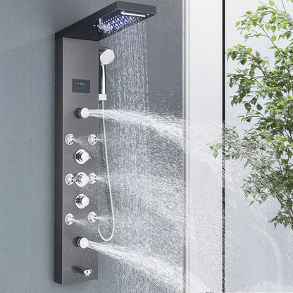 Sistema de Torre de Painel de Chuveiro de LED Coluna de Chuveiro de Cascata de Chuva com Tela LCD de Hidroeletricidade com Torneira de Chuveiro de Spa de Corpo com Massagem