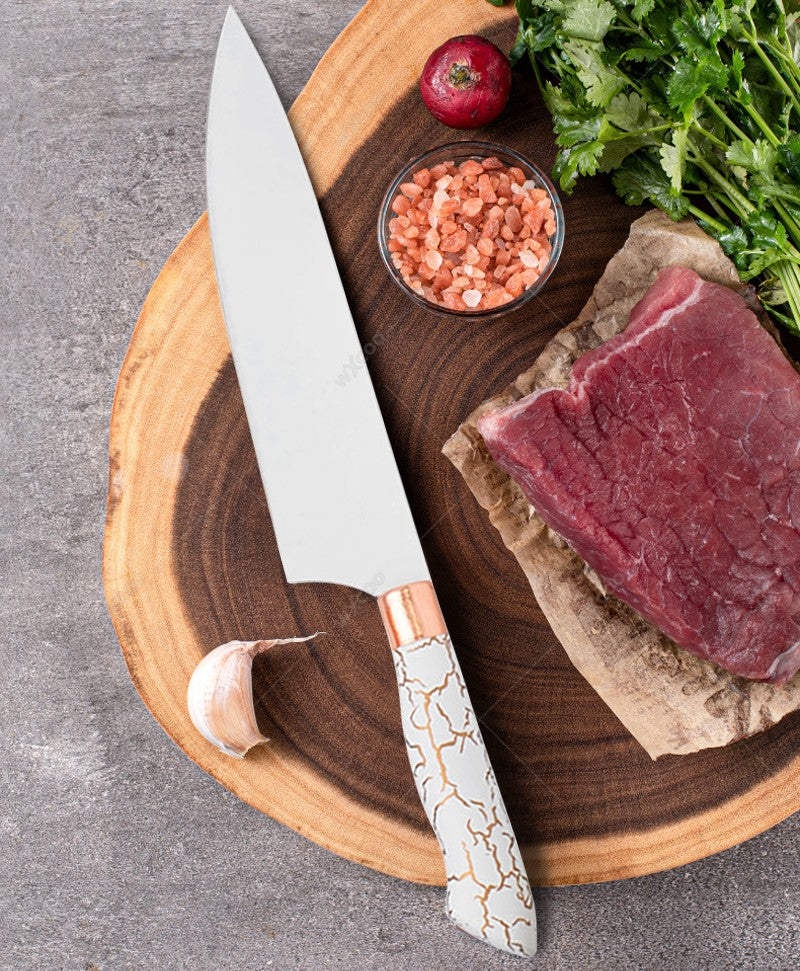 Conjunto de Facas de Cozinha 8 Peças em Aço Inoxidável com Bloco de Facas Combinado Faca de Cozinha para Fatiar Cutelo de Carne Facas de Fruta