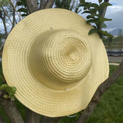 Summer Simple Straw Hats Women Men Wide Brim Beach Sun Hat Uv Protection Fishing Caps Farm Straw Hat With Windproof Rope Panama