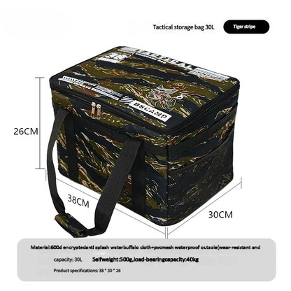 30-42L Tactical Camping Storage Bag Insulated Folding Box Waterproof Picnic Tableware Field Equipment Outdoor Gear Organizer