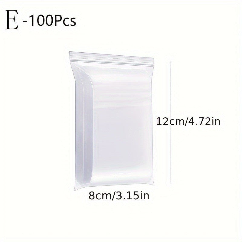 8*12cm 100 PCS,Thickened Plastic Sealed Clear Zip Lock Bags – New PE Material, Waterproof Seal, Heavy-Duty, Universal Packaging