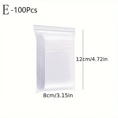 8*12cm 100 PCS,Thickened Plastic Sealed Clear Zip Lock Bags – New PE Material, Waterproof Seal, Heavy-Duty, Universal Packaging