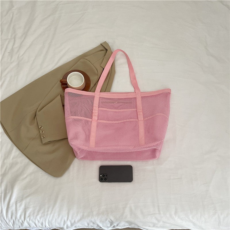 Multipocket Summer Large Beach Bag For Towels Mesh Durable Beach Bag For Toys Waterproof Underwear Pocket Beach Tote Bag