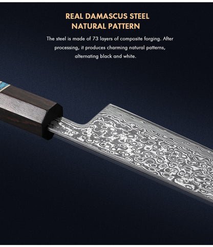 F.YOUNG 8.2-inch Handmade Chef Knife Damascus Steel Sharp Meat Vegetable Cleaver Gyuto Knife Japanese Hand Forged Kitchen Knives