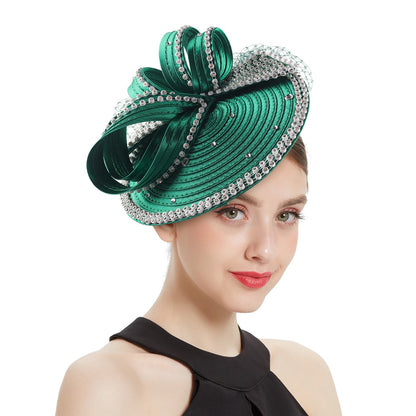Fascinator de Cetim Perfeito Acessórios de Cabelo Chiques Multicores Chapéus para Kentucky Derby Chapéu para Chá da Tarde Touca de Strass com Véu