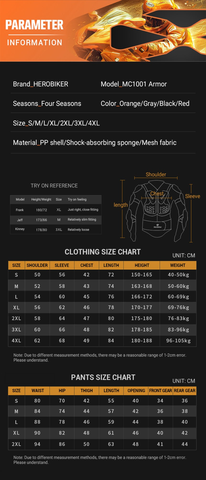 New Motorcycle Jackets Men's Full Body Armor Protection Jackets Motocross Enduro Racing Moto Protective Equipment Clothes S-4XL