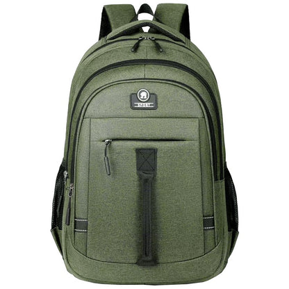 The men's backpack is suitable for business trips. It has a hand-held design with multiple pockets and is a book bag.