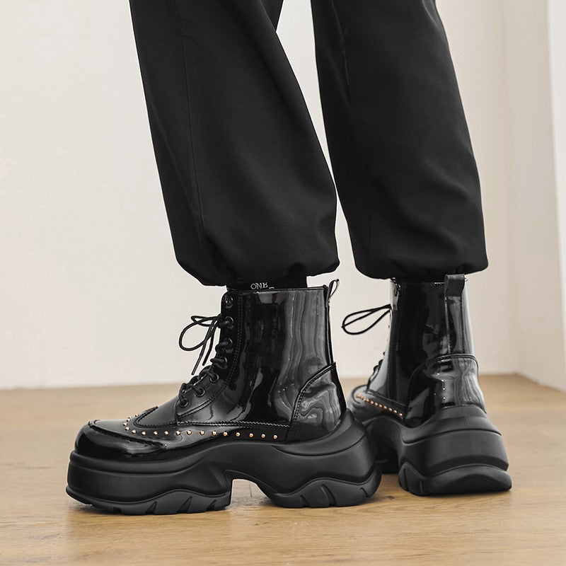 Men's high-top trendy shoes for autumn/Winter 2025, thick-soled height-increasing shoes