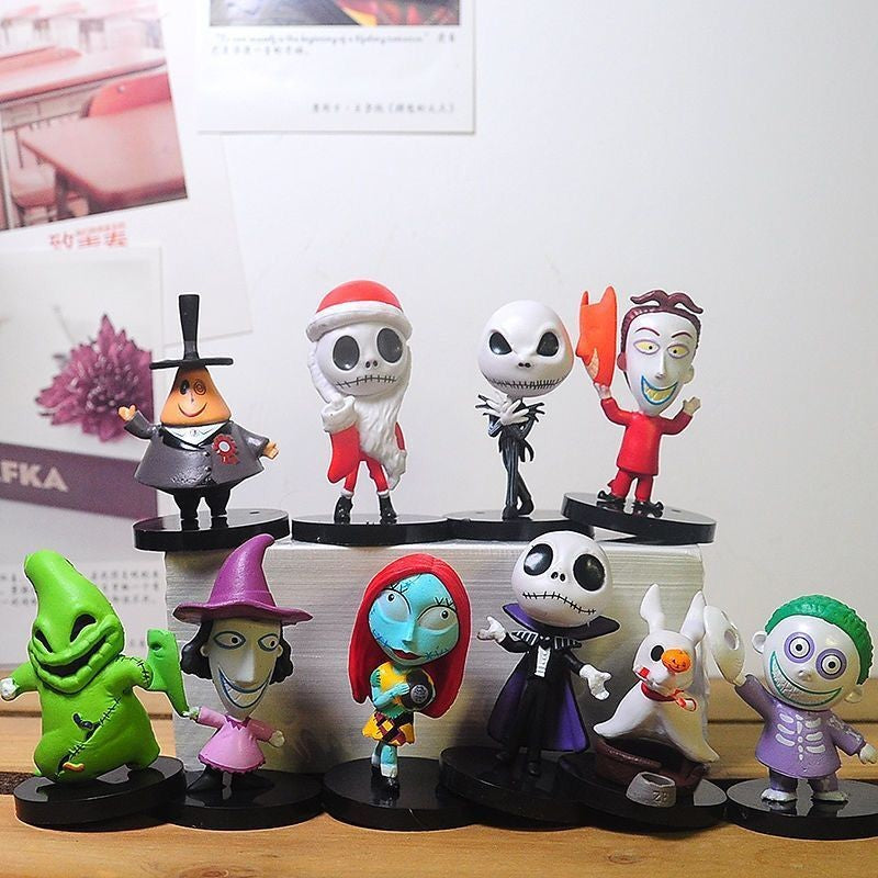 10 peças Pesadelo 7cm Sally Jack Skellington PVC Modelo Mini Estatueta Presente de Halloween Brinquedos de Figura de Ação Para Meninos Presentes de Aniversário