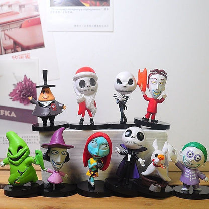 10 peças Pesadelo 7cm Sally Jack Skellington PVC Modelo Mini Estatueta Presente de Halloween Brinquedos de Figura de Ação Para Meninos Presentes de Aniversário