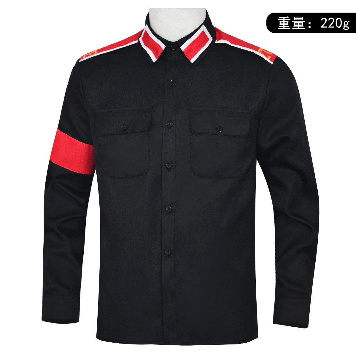 Michael Jackson Impersonator RetroCTEAntiWar Patch EmbroideredShirt Men's Military Style Long SleeveButtonDown Shirt Collectible