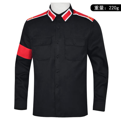 Michael Jackson Impersonator RetroCTEAntiWar Patch EmbroideredShirt Men's Military Style Long SleeveButtonDown Shirt Collectible
