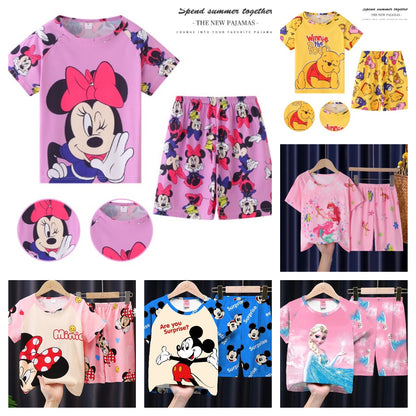 Summer Children Clothing Boys Girls Kids Clothing mermaid Sets Mikey Minnie Cartoon Suit Kid Sleepwear Short Sleeve Nighty