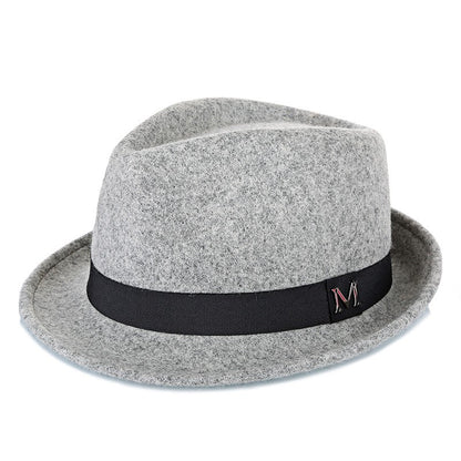 Men Winter Thick Warm Felt Fedora Hats Wool Gentleman Jazz Cap Homburg Male Classical Narrow Brim Top Hat