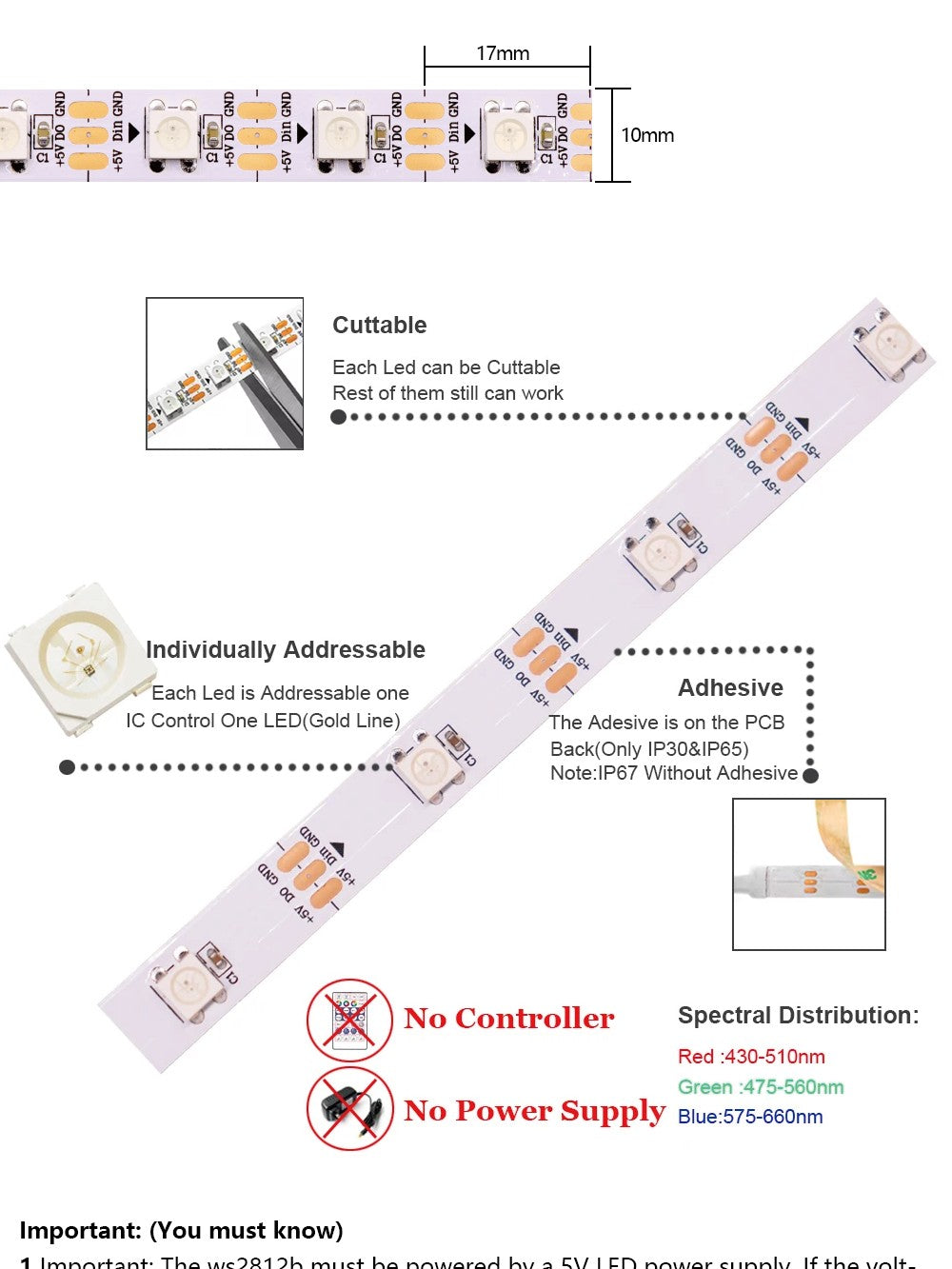 WS2812B LED Strip 5V 12V USB Bluetooth Music Controller Kit  Individually Addressable  RGB LED Strip 30/60/74/96/144Leds/m DC5V