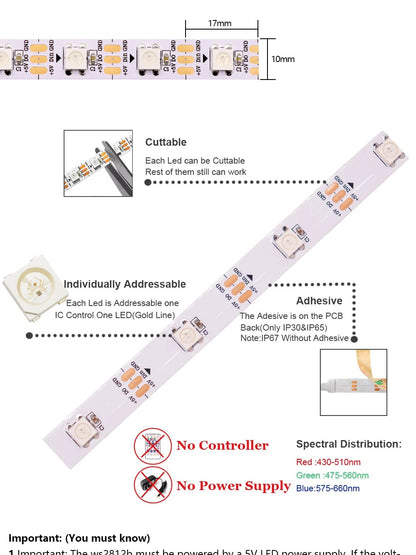 WS2812B LED Strip 5V 12V USB Bluetooth Music Controller Kit  Individually Addressable  RGB LED Strip 30/60/74/96/144Leds/m DC5V