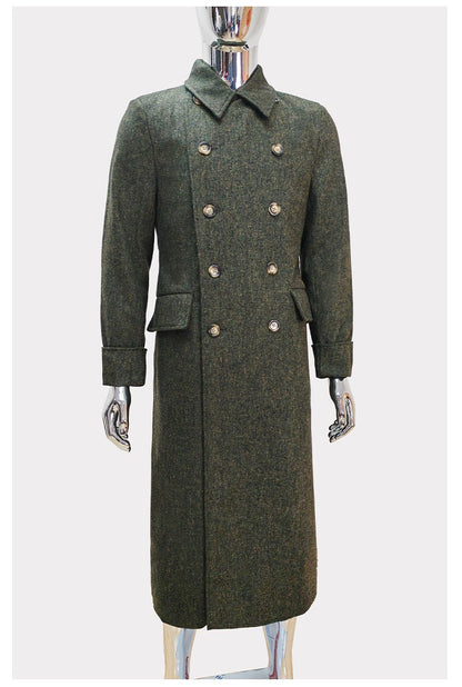 Nerazzurri Autumn Winter Long Luxury Elegant Chic Thick Warm Woolen Polo Coat for Men Double Breasted Wool & blends Overcoat