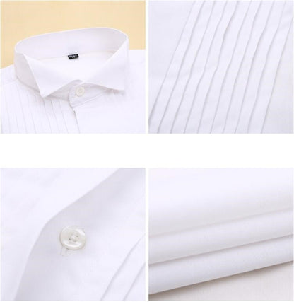 White Men's Dress Shirt,Single-breasted Long-sleeve Square Collar Shirts Wedding/party/performance Camisa Male Chemise S-7XL 8XL