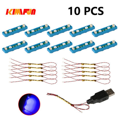 10PCS 0.8mm Pino RGB LED Blocos de Montar USB Lâmpada DIY Luz de Rua Cidade Decoração Elétrica 1X1 Tijolo Compatível com Todas as Marcas
