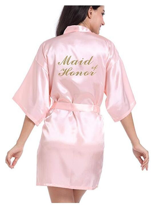 2019 New Bridesmaid Robes Robes Bridal Robes Light Pink Satin Robe Bridesmaid Robes Wedding