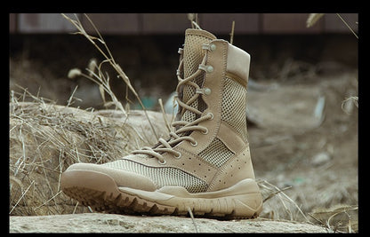 Bota Tática Leve de Verão para Combate Masculina e Feminina, Treino de Escalada, Impermeável, Caminhada ao Ar Livre, Sapatos de Malha Respirável