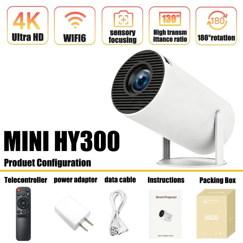 Novo Projetor 4K Android 11 HY300 Wifi6 290ANSI Allwinner H713 BT5.0 1080P 1280*720P Cinema Projetores Portáteis para Exterior?