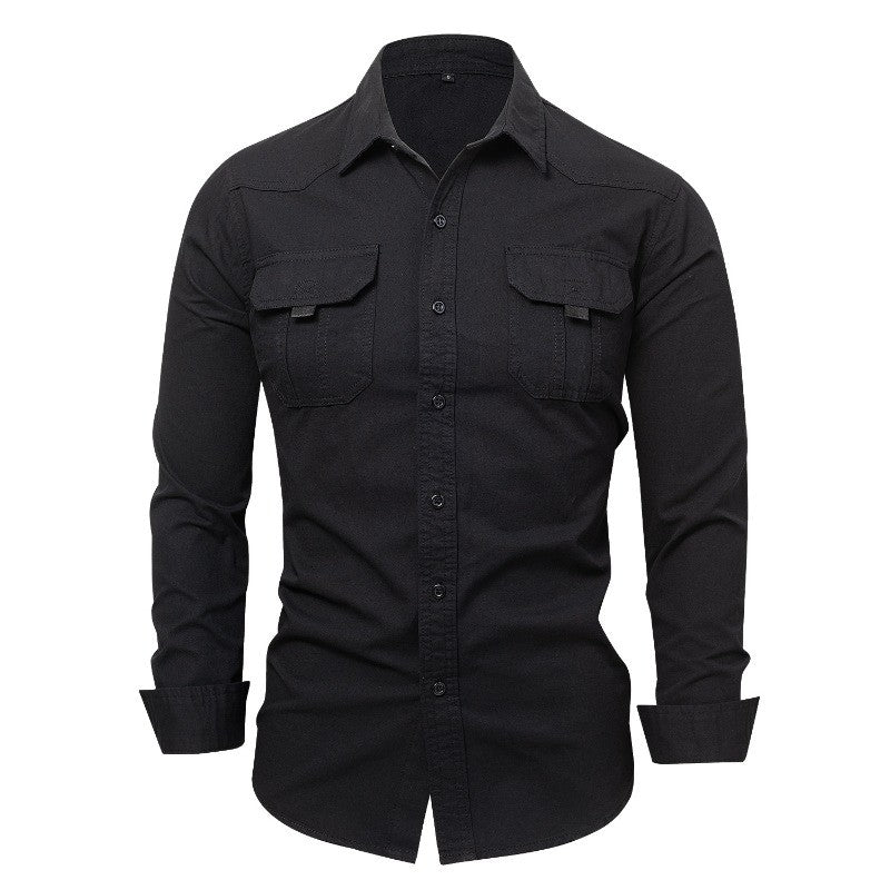 Cotton 100% Men Outdoor Multi Pockets Long Sleeved Cargo Shirts High Quality Man Loose Shirts New Male Solid Casual Shirts 3XL