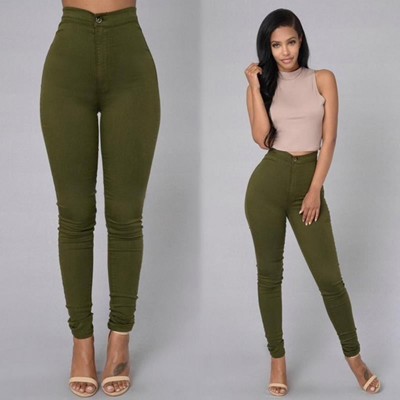 Hot Women Pencil Stretch Slim Denim Skinny Jeans Pants High Waist Jeans Trousers