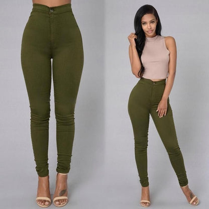 Hot Women Pencil Stretch Slim Denim Skinny Jeans Pants High Waist Jeans Trousers