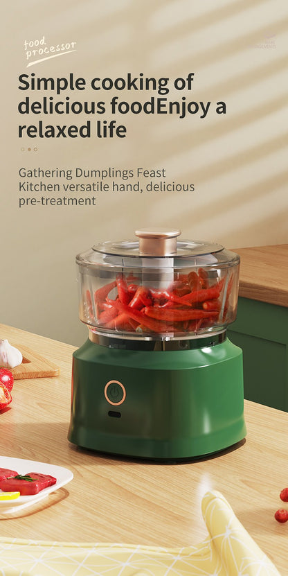 350ml Mini Processador Elétrico Sem Fio de Alho, Dupla Função, Para Purê de Alho, Recarregável Via USB, Triturador de Alimentos Para Cozinha, Moedor de Carne e Vegetais