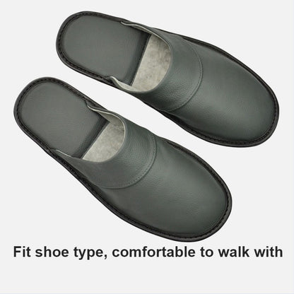 Genuine Cow Leather Slippers Homes in indoor slipper Spring Autumn summer men women elderly non-slip casual single Slides shoes
