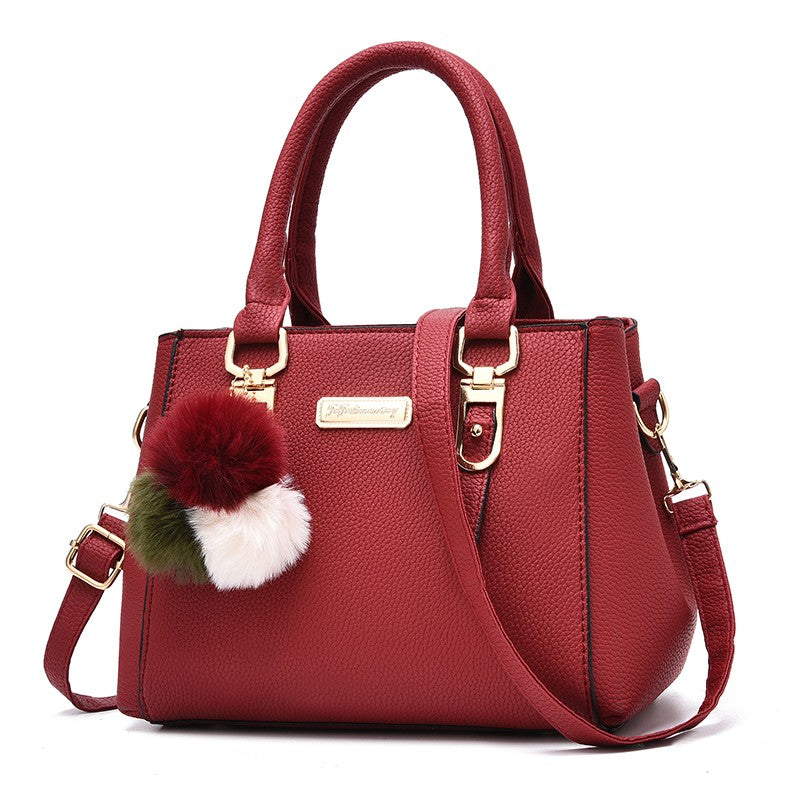 Fashion Women Hairball Shopper Totes Solid Color PU Leather Large Capacity Handbag Ladies Luxury Designer Crossbody Shoulder Bag