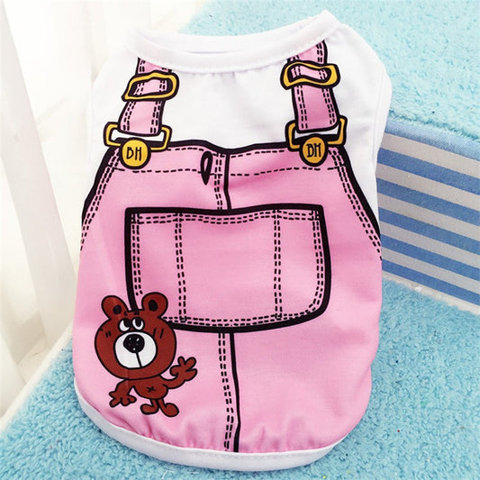Roupas de cachorro de estimação Roupas de desenho animado Filhote de cachorro Coletes macios Camisa de verão Camiseta casual para pequenos animais de estimação