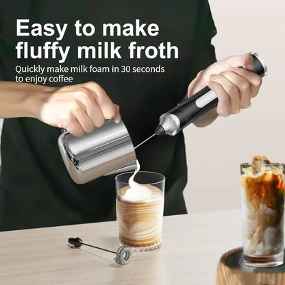 Batedor de ovos elétrico, máquina de café, espumador de bebidas portátil recarregável, batedeira de geleia e creme portátil de 3 velocidades, liquidificador de cozinha