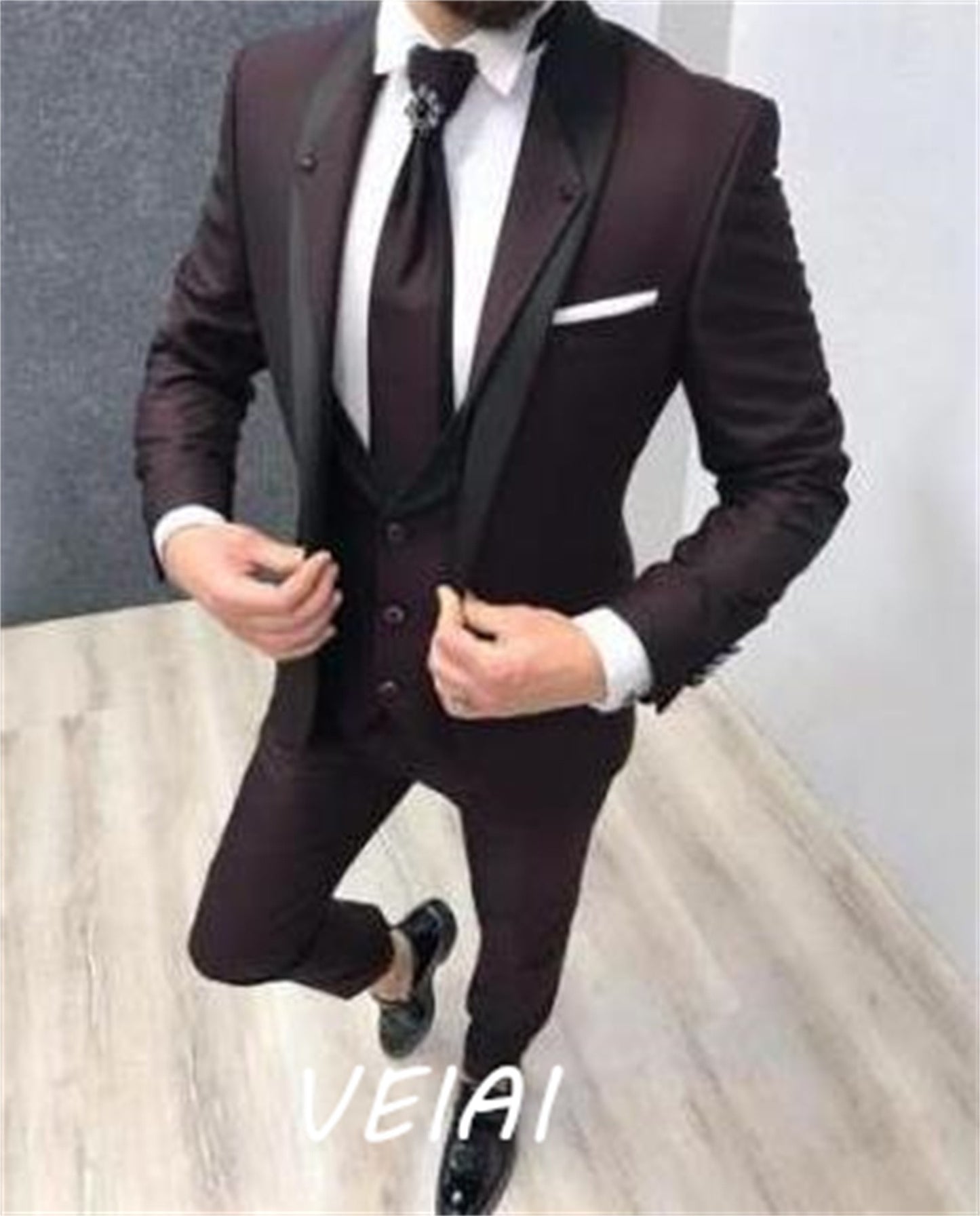 CustomizedSpring Men's Suit Blazer Black Navy Blue 3 Piece(coat+pants+vest) Fashion Business Set Slim Fit Wedding Groomsmen 2023